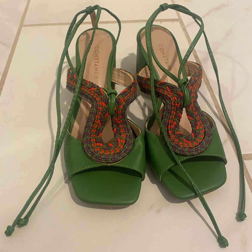 Green and orange sandals with colorful sandals - size 7W - lightly worn